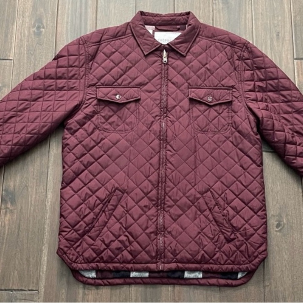 Aeropostale Burgundy Lightweight Quilted Shirt Jacket